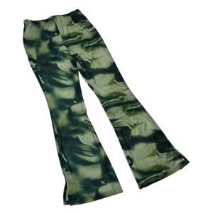 Semi-Sheer Flare Leg Graphic Leggings